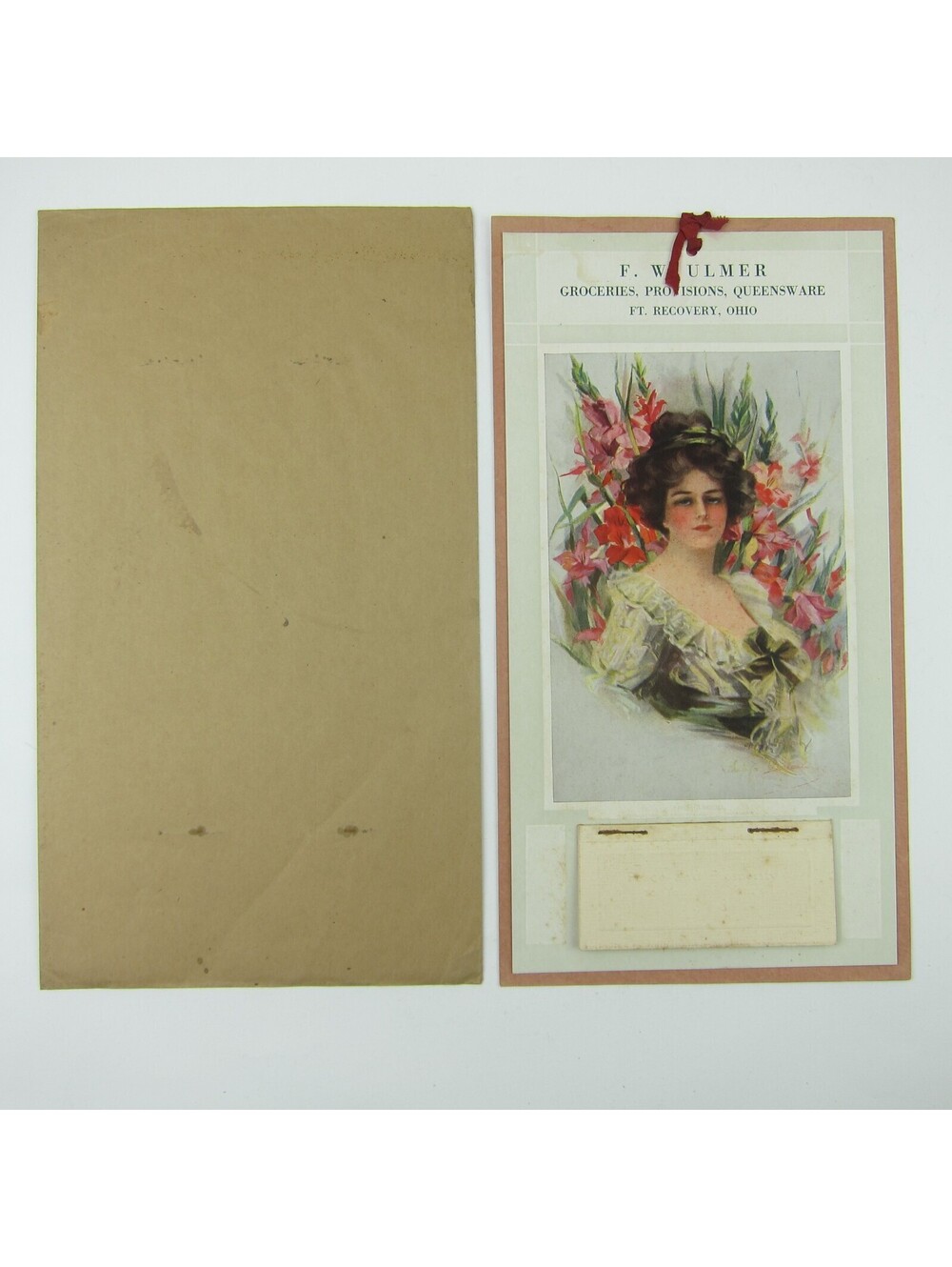 1918 Advertising Calendar Victorian Woman FW Ulmer Groceries Ft. Recovery Ohio